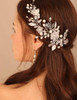 BERYUAN Wedding White Flower Pearls Crystal Hair Vine Pearls Earring Set Beads Peals Hair Piece Wedding Hair Headband Si