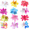 Lawie 12 Pack Fake Artificial Silk Orchid Flower Hair Clips Floral Barrettes With Alligator Brooch Pins Tropical Hair Pi
