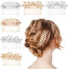 6 PCS Leaf Hair Side Combs Gold Rhinestone Hair Comb Clips with Teeth Wedding Headpiece Hair Accessories for Women Girls