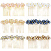 Lawie 6 Pack Luxury Fancy Jeweled Gems Crystal Diamond Pearl Rhinestone Glitter Sparkly Decorative Metal Side Hair Combs
