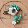 Retro Natural Jade Gemstone Hair Barrette for Women Chinese Hanfu Vintage Hair Accessories with Tassel Jewelry for Chine