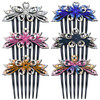 Lawie 6 Pack Large Crystal Rhinestone Side Comb Fancy Sparkly Jeweled Long Teeth Plastic Decorative Hair Combs Accessori