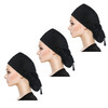 QBA Working Cap with Button Long Hair Adjustable Working Hat Sweatband Cotton Ponytail Holder Tie Back Hats for Women Me