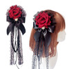 Rose Bow Hairpin Lace Ribbon ElegantCute Retro Handmade Hair Bride Accessories Birthday Halloween Cosplay Women Girl Dec