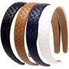LONEEDY 4PCS Checked Leather Wide Hard Headband Padded Headband Nonslip Fashion Hairband for Girls and Women WeaveBlackB
