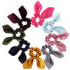 Solid Colors Hair Scrunchies Cute Bunny Ears Hair Ties Ponytail Holders with Bow Women Girls 8 ColorsA