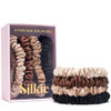 SILKIE x4 Set Forget Satin 100 Pure Mulberry Silk Black Brown Skinny Scrunchies Travel Pouch Everyday Hair Ties Elastics