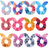 Bow Scrunchies for Hair Funtopia 12 Pcs Cute Rabbit Bunny Ear Scrunchies Fashion Colorful Tie Dye Scrunchy Hair Ties Bow