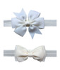 2pcSet Baby Girls Grosgrain Ribbon Hairband Set Ribbon Bows Hair Tie Headband JB10 17White