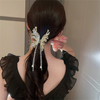 Hair Claw Clip2PCS Butterfly Rhinestone pearl Hair Clamps Chinese Style Hanfu Hair Accessories Shark Clips for Women