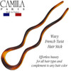 Camila Paris CP140 French Twist Stick Hair Fork 2 Large Wavy U Shaped Hair Pin Clip for Spiral Updo and Bun Tortoise She