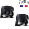 Camila Paris CP2946 French Hair Side Comb Small Rounded Black French Twist Hair Combs Decorative Strong Hold Hair Clips