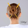 2 Sets of Wooden Hair Sticks Chopsticks Orange Yellow