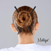 2 Sets of Wooden Hair Sticks Chopsticks for Women Black Black