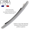 Camila Paris CP3252 French Hair Barrette Large Gray Long Skinny Strong Hold Grip Hair Clips for Women Thin Rubberized Au