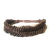 BOBIYA Wide Fishtail Headband for Women Synthetic Hair Plaited Braids Elastic Stretch Fishtail Headband Dark Brown