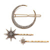 DNHCLL Moon Star Hexagram Crystal Hair Clips Set Women Lady Alloy Barrettes Hairpin Side Clip Hair Accessories Decorativ