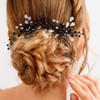 Unicra Bride Wedding Black Hair Pins Bridal Crystal Hair Piece Hair Accessories for Women and Girls Pack of 2