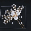 Zeshimb Wedding Flower Hair Pin Crystal Pearl Flower Bridal Hair Pieces Gold Pearl Rhinestone Floral Petal Hair Barrette
