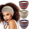 CAKURE Boho Wide Headbands African Head Wraps Stretchy Hairbands Stripe Turban Head Bands for Women and Girls Pack of 3