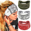 CAKURE Boho Headbands Wide Turban Knotted Head Bands African Thick Head Wraps Yoga Running Workout Hairbands Hair Scarf