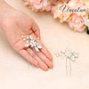 Unsutuo Bride Wedding Hair Pins Silver Crystal Bridal Hair Accessories Pearl Flower Hair Pieces for Women and GirlsPack