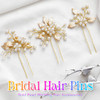 Heread Pearl Bride Wedding Hair Pins Leaf Bridal Head Piece Flower Hair Accessories for Women and Girls Pack of 3 Gold