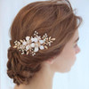 Evild Wedding Hair Comb Gold Rhinestone Flower Hair Side Comb Bridal Pearls Hair Clips Headpieces Vintage Hair Accessori