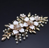 Evild Wedding Hair Comb Gold Rhinestone Flower Hair Side Comb Bridal Pearls Hair Clips Headpieces Vintage Hair Accessori