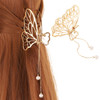 Gold Butterfly Hair Clips Tassel Hair Claw Clip with Pearl Design French Hair Barrettes Wedding Hair Accessories for Hai