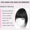 ORIGEN Clip in Bangs Real Human Hair Clip on Wispy Bangs Fringe with Temples Hairpieces Fake Front Bangs Extensions for