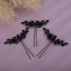 Kercisbeauty 3pcs Dainty Black Rhinestones Beads Hair Pins Wedding Bridal Black Hair Jewelry Women Girls Prom Haloween P