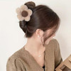 Flower Hair Clips for Women Girls Cute Kawaii Fluffy Claw Clip for Long Curly Thick Thin Hair Brown Medium Plastic Jaw C