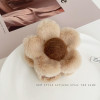 Flower Hair Clips for Women Girls Cute Kawaii Fluffy Claw Clip for Long Curly Thick Thin Hair Brown Medium Plastic Jaw C