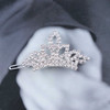 Allereyae Crystal Tiaras Crown Hair Clip Barrette Rhinestone Crown Hairpins Barrette Silver CZ Crown Head Clip Headwear