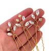 FXmimior Bridal Crystal Hair Pins Wedding Evening Party Hair Accessories Pack of 3 gold