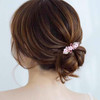 YienDoo Fancy Bridal Rhinestone Hair Clip Pin Barrette Pink Flower Bow Crystal Hairpins Barrette Sparkly Glitter Wedding