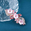 YienDoo Fancy Bridal Rhinestone Hair Clip Pin Barrette Pink Flower Bow Crystal Hairpins Barrette Sparkly Glitter Wedding