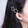 Iaceble Boho Crystal Flower Hairclips Barrette Hollow Cz Flower Side Clip Hairpin Gold Flower Hairpins Clip Rhinestone F