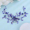 Teyglen Flower Wedding Hair Comb Bridal Blue Rhinestone Hair Comb Headband Wedding Hair Accessories Flower Headpiece Bri