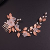 Teyglen Bride Wedding Flower Hair Comb Crystal Leaf Pearl Side Hair Comb Bridal Rhinestone Hair Pieces Hair Accessories