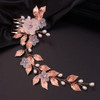 Teyglen Bride Wedding Flower Hair Comb Crystal Leaf Pearl Side Hair Comb Bridal Rhinestone Hair Pieces Hair Accessories
