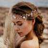 Teyglen Bridal Flower Pearl Headband Hair Vine Gold Silver Rhinestones Headpieces for Wedding Party Prom Vintage Hair Pi