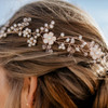 Teyglen Bridal Flower Pearl Headband Hair Vine Gold Silver Rhinestones Headpieces for Wedding Party Prom Vintage Hair Pi