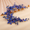 Teyglen Dainty Flower Blue Rhinestones Crystal Headband Bride Wedding Pearls Headband Hair Vine Luxurious Hair Accessori