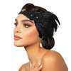 VENOFEN 1920s Flapper Headpiece Black Feather Headband Rhinestone Roaring 20s Gatsby Style Headpiece Retro Hair Accessor
