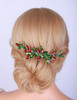 Teyglen Crystal Bride Wedding Hair Comb Red and Green Rhinestone Headpiece for Christmas Party Prom Bridal Crystal Hair