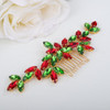 Teyglen Crystal Bride Wedding Hair Comb Red and Green Rhinestone Headpiece for Christmas Party Prom Bridal Crystal Hair