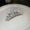Jumwrit Silver Pearl Rhinestone Crown Hair Comb Glitter Princess Wedding Birthday Tiara NonSlip Shiny Small Hair Comb Br