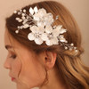 Jumwrit Rhinestone Bridal Hair Clip White Flower Hair Clip for Brides Bridesmaids Handmade Pearl Headpiece for Wedding S